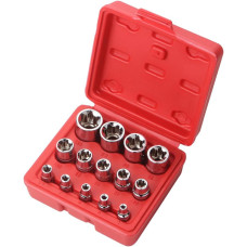 Набор торцевых головок E-Torx (E4–E24), 1/4", 3/8", 1/2", 14 ед. REWOLT T1349 Набор торцевых головок E-Torx (E4–E24), 1/4", 3/8", 1/2", 14 ед. REWOLT T1349